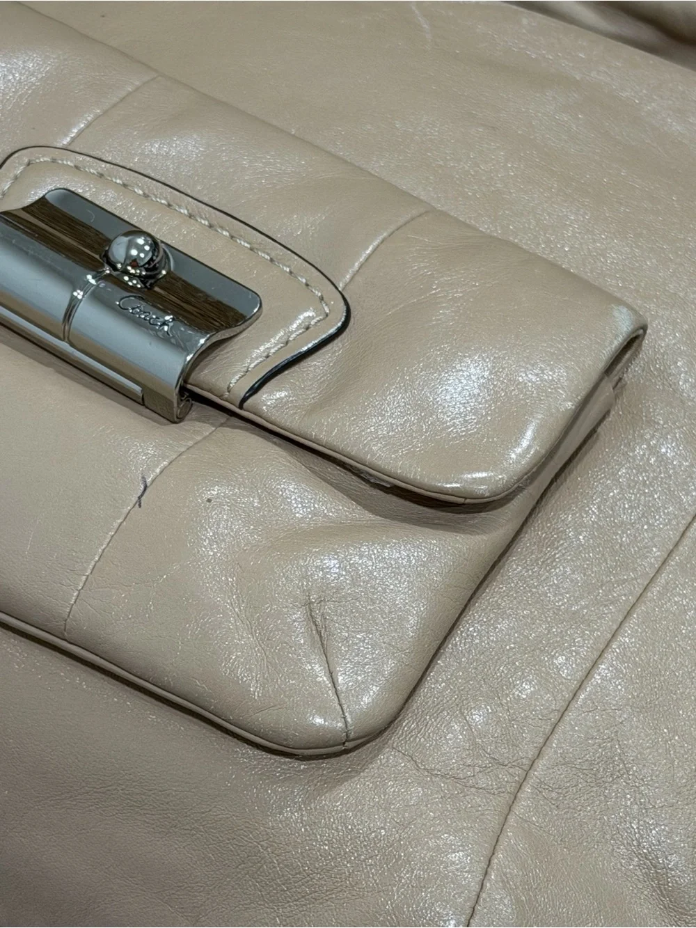 Coach Beige Leather Crossbody Bag